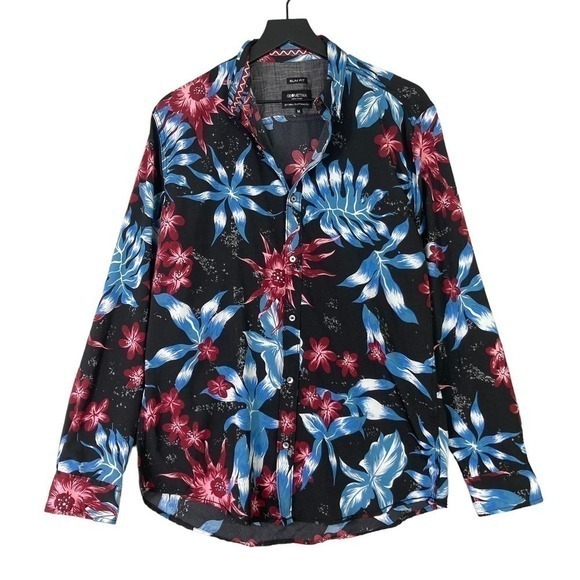Geometrix NYC Floral Print Blouse M Women's Slim Fit Chic & Stylish Work Weekend - Picture 1 of 10